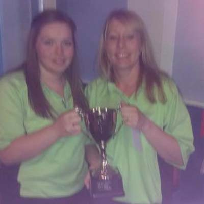 Dorset Superleague Challenge Cup Ladies Champions Lytchett Katie Mitchell and Suzy Trickett 2014-2015